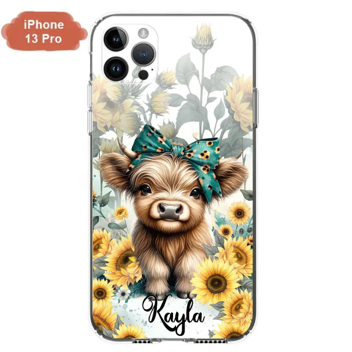 Teal Highland Cow Phone Case - Gift Idea For Grandma/Birthday -  Case For iPhone/Samsung