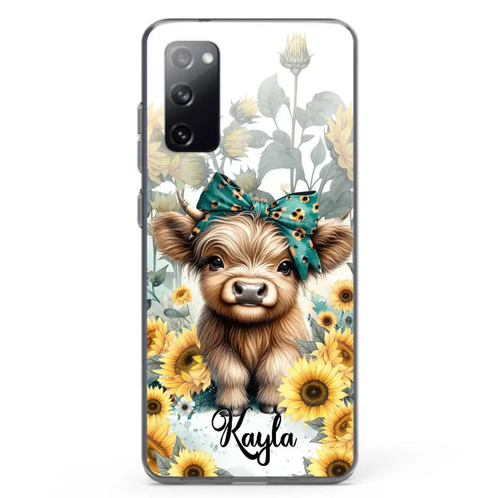 Teal Highland Cow Phone Case - Gift Idea For Grandma/Birthday -  Case For iPhone/Samsung