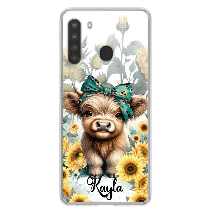 Teal Highland Cow Phone Case - Gift Idea For Grandma/Birthday -  Case For iPhone/Samsung