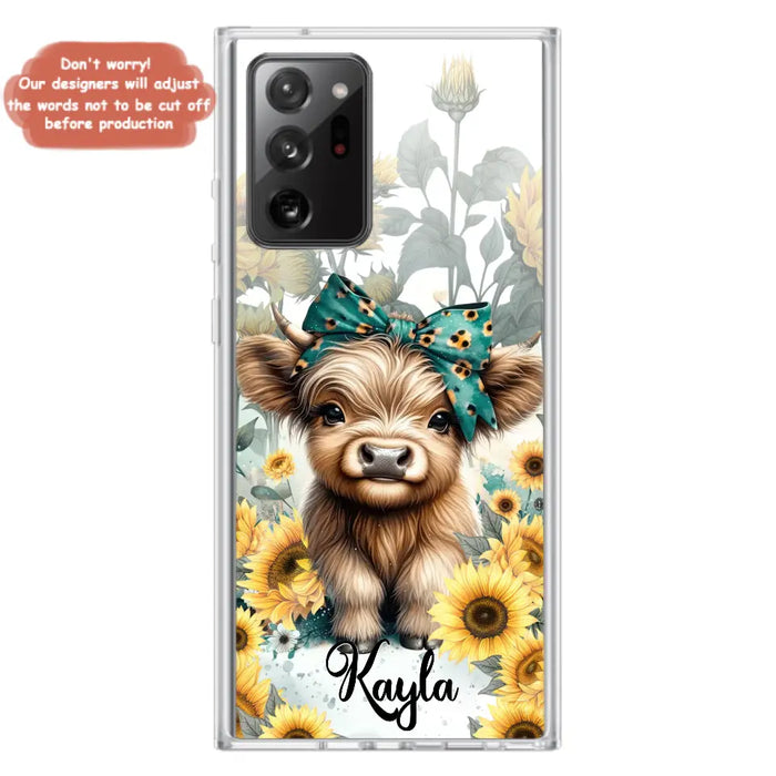 Teal Highland Cow Phone Case - Gift Idea For Grandma/Birthday -  Case For iPhone/Samsung