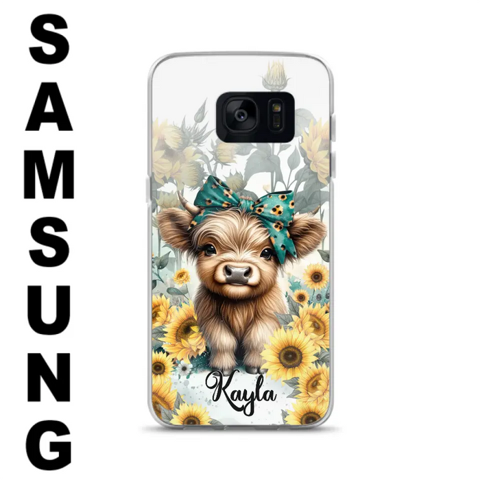 Teal Highland Cow Phone Case - Gift Idea For Grandma/Birthday -  Case For iPhone/Samsung