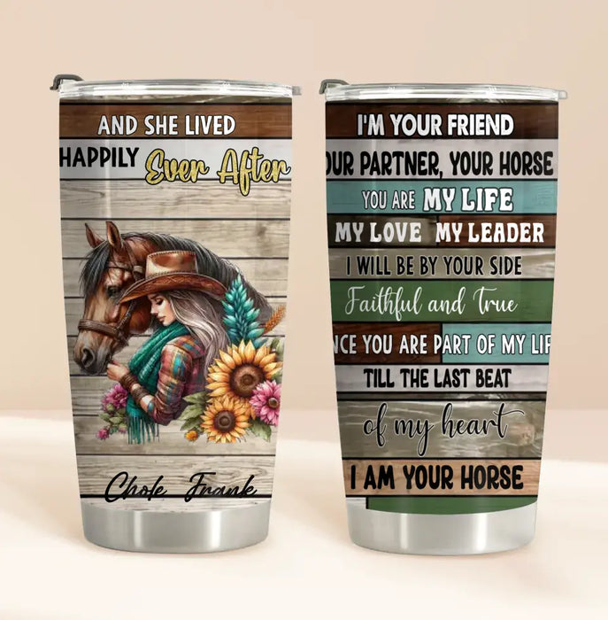 Custom Personalized Horse Girl Tumbler - Gift Idea For Horse Lover/Friends - And She Lived Happily Ever After