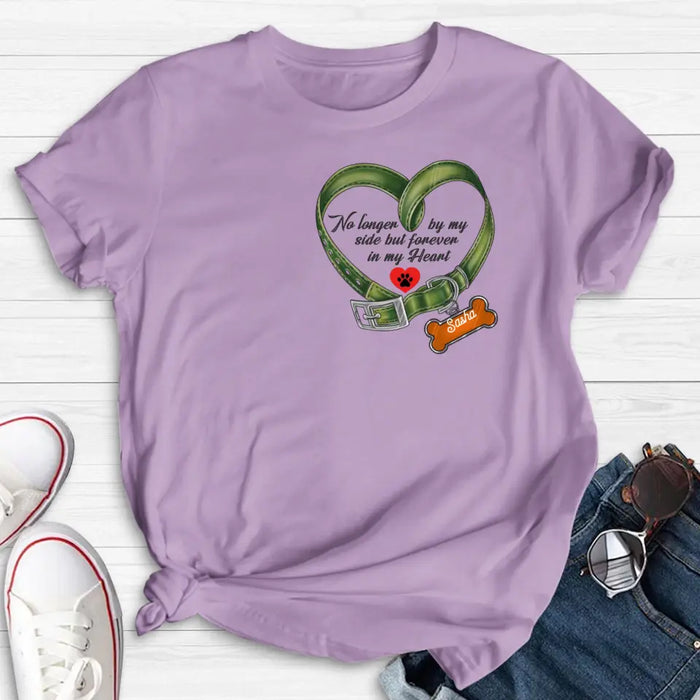 Custom Personalized Memorial Pet Collar T-shirt/ Hoodie - Gift Idea For Pet Lover/ Mother's Day/Father's Day - No Longer By My Side But Forever In My Heart