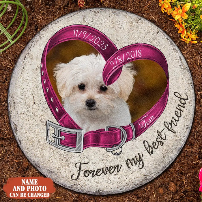 Custom Personalized Memorial Dog Photo Circle Lithograph - Memorial Gift Idea For Dog Owners - Forever My Best Friend