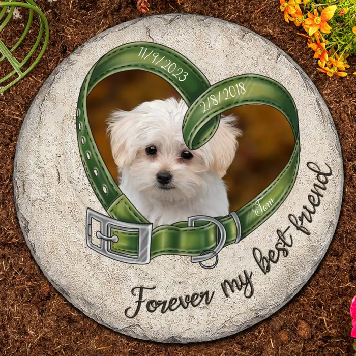 Personalized Memorial Dog Photo Circle Lithograph - Memorial Gift Idea For Dog Owners - Forever My Best Friend