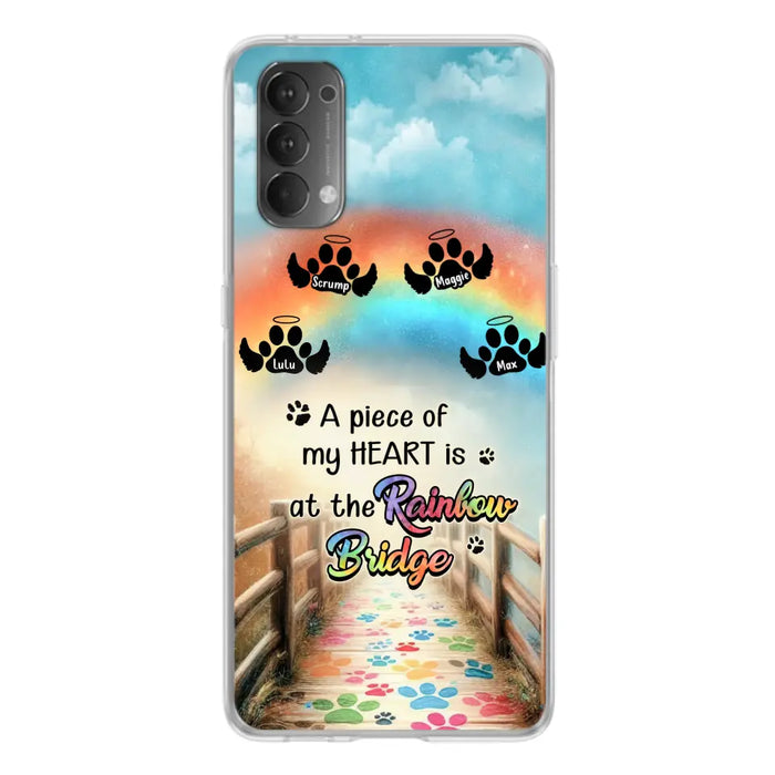 Custom Personalized Rainbow Bridge Memorial Phone Case - Memorial Gift Idea For Dog Lover - Upto 4 Dogs - A Piece Of My Heart Is At The Rainbow Bridge - Case For Oppo/Xiaomi/Huawei