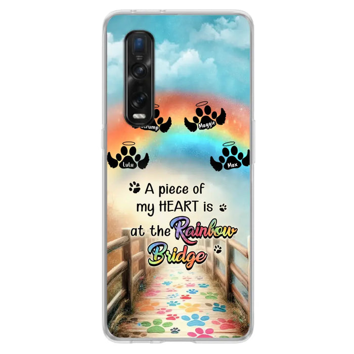 Custom Personalized Rainbow Bridge Memorial Phone Case - Memorial Gift Idea For Dog Lover - Upto 4 Dogs - A Piece Of My Heart Is At The Rainbow Bridge - Case For Oppo/Xiaomi/Huawei