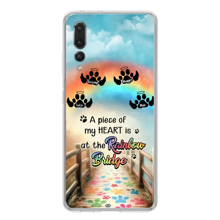 Custom Personalized Rainbow Bridge Memorial Phone Case - Memorial Gift Idea For Dog Lover - Upto 4 Dogs - A Piece Of My Heart Is At The Rainbow Bridge - Case For Oppo/Xiaomi/Huawei