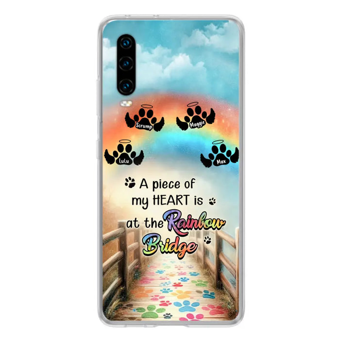 Custom Personalized Rainbow Bridge Memorial Phone Case - Memorial Gift Idea For Dog Lover - Upto 4 Dogs - A Piece Of My Heart Is At The Rainbow Bridge - Case For Oppo/Xiaomi/Huawei