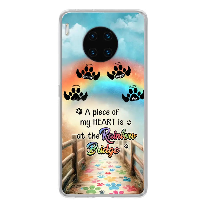 Custom Personalized Rainbow Bridge Memorial Phone Case - Memorial Gift Idea For Dog Lover - Upto 4 Dogs - A Piece Of My Heart Is At The Rainbow Bridge - Case For Oppo/Xiaomi/Huawei