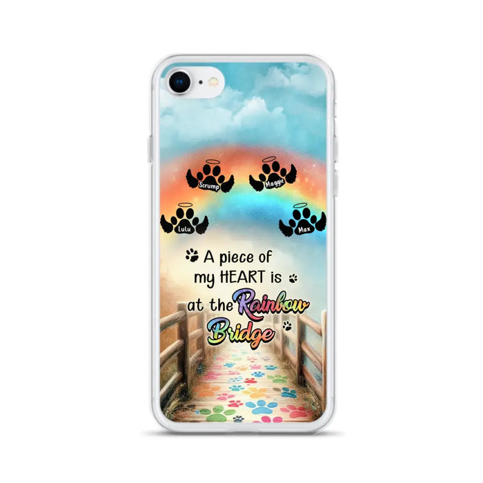 Custom Personalized Rainbow Bridge Memorial Phone Case - Memorial Gift Idea For Dog Lover - Upto 4 Dogs - A Piece Of My Heart Is At The Rainbow Bridge - Case For iPhone/Samsung