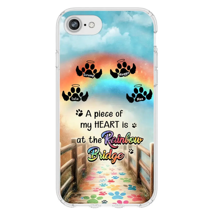 Custom Personalized Rainbow Bridge Memorial Phone Case - Memorial Gift Idea For Dog Lover - Upto 4 Dogs - A Piece Of My Heart Is At The Rainbow Bridge - Case For iPhone/Samsung