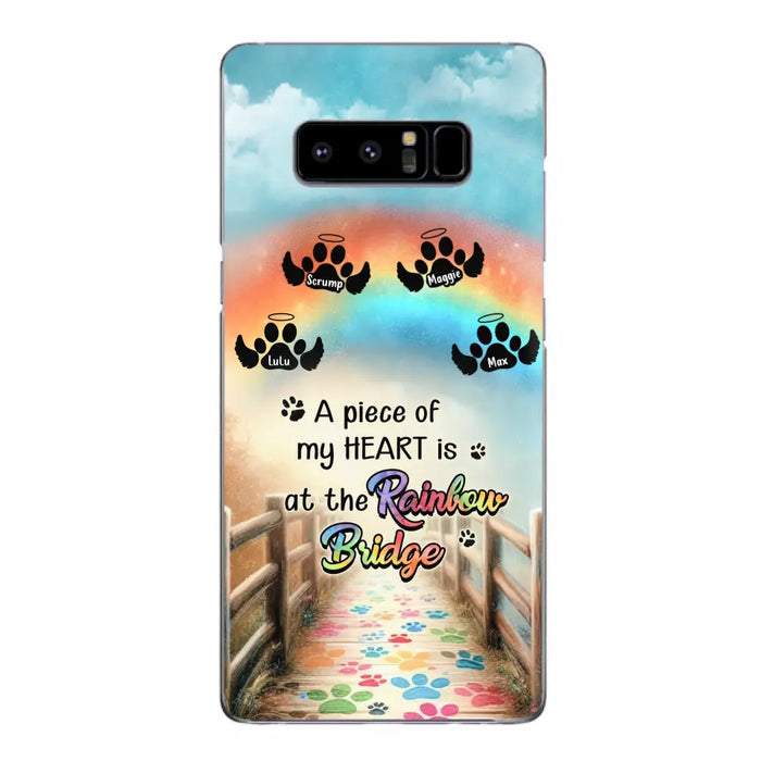 Custom Personalized Rainbow Bridge Memorial Phone Case - Memorial Gift Idea For Dog Lover - Upto 4 Dogs - A Piece Of My Heart Is At The Rainbow Bridge - Case For iPhone/Samsung