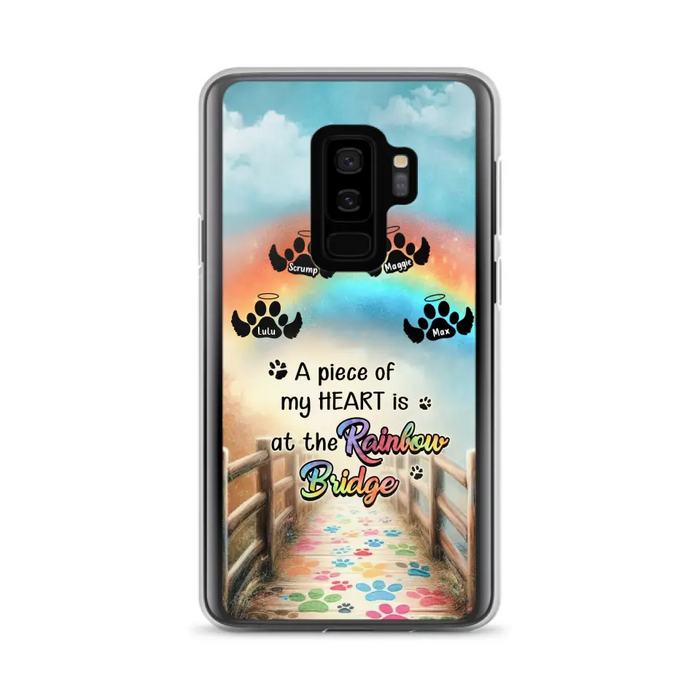 Custom Personalized Rainbow Bridge Memorial Phone Case - Memorial Gift Idea For Dog Lover - Upto 4 Dogs - A Piece Of My Heart Is At The Rainbow Bridge - Case For iPhone/Samsung