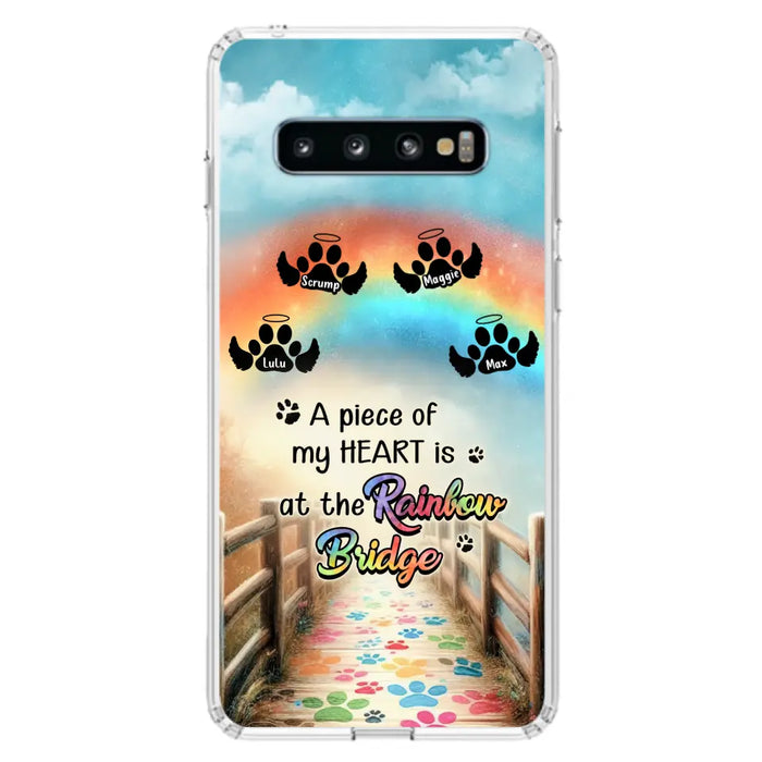 Custom Personalized Rainbow Bridge Memorial Phone Case - Memorial Gift Idea For Dog Lover - Upto 4 Dogs - A Piece Of My Heart Is At The Rainbow Bridge - Case For iPhone/Samsung