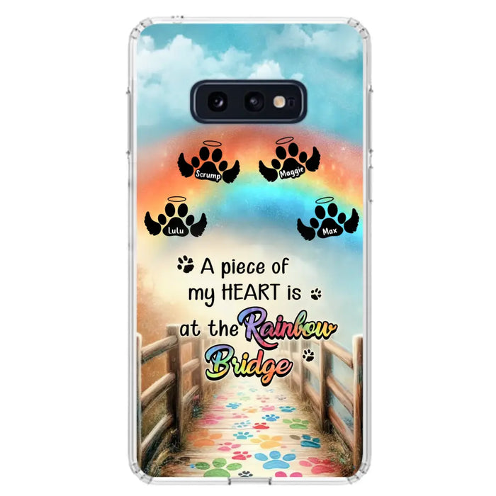 Custom Personalized Rainbow Bridge Memorial Phone Case - Memorial Gift Idea For Dog Lover - Upto 4 Dogs - A Piece Of My Heart Is At The Rainbow Bridge - Case For iPhone/Samsung