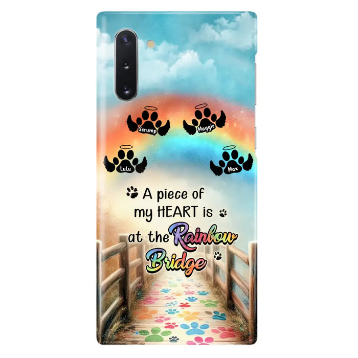 Custom Personalized Rainbow Bridge Memorial Phone Case - Memorial Gift Idea For Dog Lover - Upto 4 Dogs - A Piece Of My Heart Is At The Rainbow Bridge - Case For iPhone/Samsung