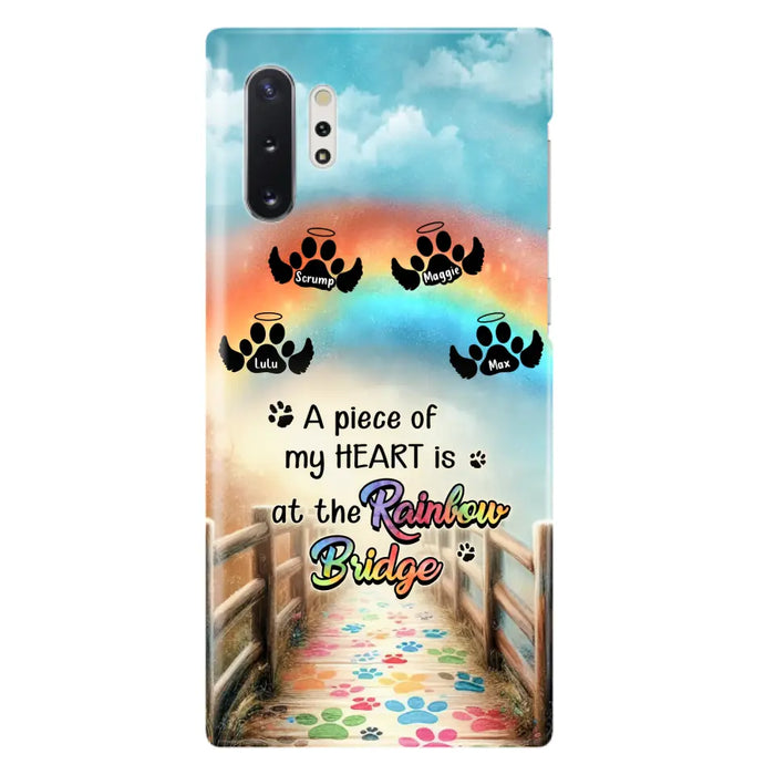 Custom Personalized Rainbow Bridge Memorial Phone Case - Memorial Gift Idea For Dog Lover - Upto 4 Dogs - A Piece Of My Heart Is At The Rainbow Bridge - Case For iPhone/Samsung