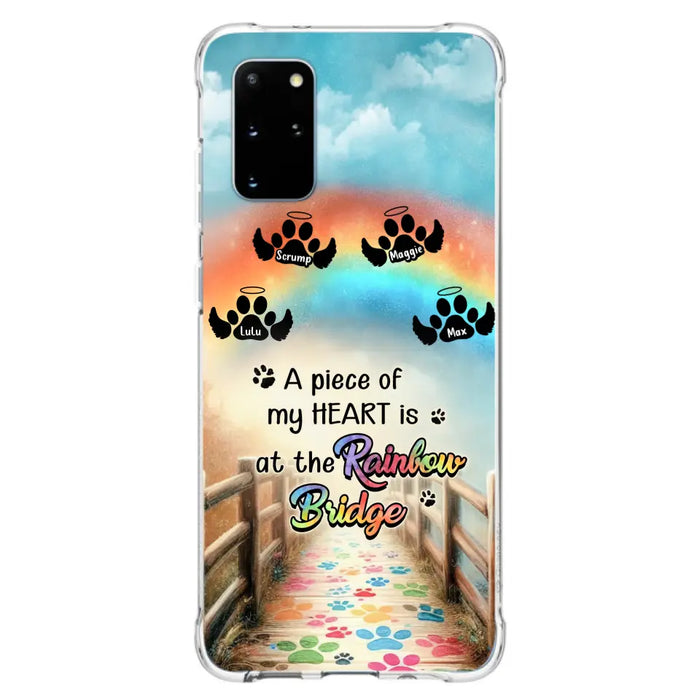 Custom Personalized Rainbow Bridge Memorial Phone Case - Memorial Gift Idea For Dog Lover - Upto 4 Dogs - A Piece Of My Heart Is At The Rainbow Bridge - Case For iPhone/Samsung