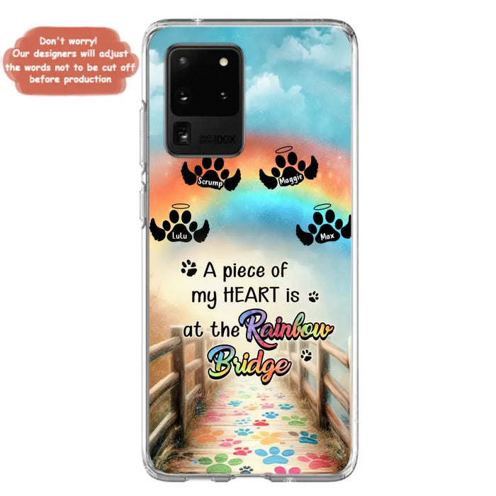 Custom Personalized Rainbow Bridge Memorial Phone Case - Memorial Gift Idea For Dog Lover - Upto 4 Dogs - A Piece Of My Heart Is At The Rainbow Bridge - Case For iPhone/Samsung