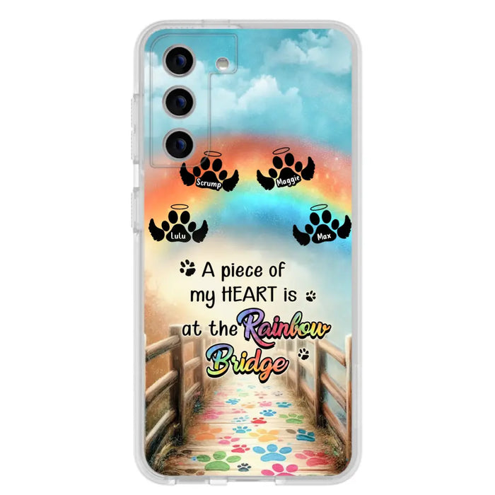 Custom Personalized Rainbow Bridge Memorial Phone Case - Memorial Gift Idea For Dog Lover - Upto 4 Dogs - A Piece Of My Heart Is At The Rainbow Bridge - Case For iPhone/Samsung