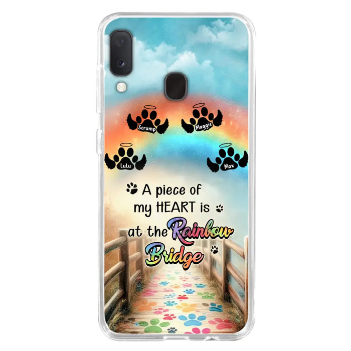 Custom Personalized Rainbow Bridge Memorial Phone Case - Memorial Gift Idea For Dog Lover - Upto 4 Dogs - A Piece Of My Heart Is At The Rainbow Bridge - Case For iPhone/Samsung