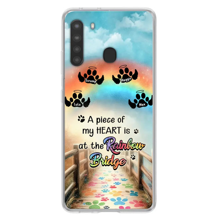 Custom Personalized Rainbow Bridge Memorial Phone Case - Memorial Gift Idea For Dog Lover - Upto 4 Dogs - A Piece Of My Heart Is At The Rainbow Bridge - Case For iPhone/Samsung