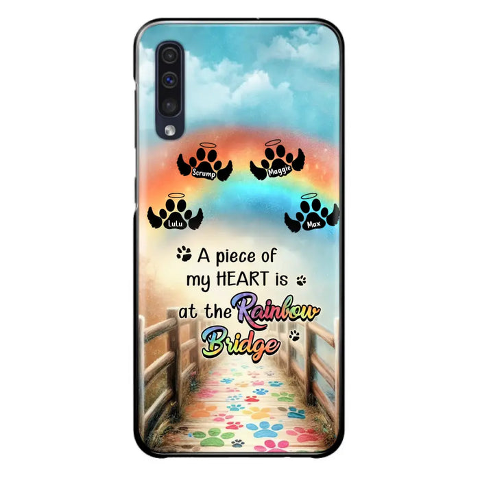 Custom Personalized Rainbow Bridge Memorial Phone Case - Memorial Gift Idea For Dog Lover - Upto 4 Dogs - A Piece Of My Heart Is At The Rainbow Bridge - Case For iPhone/Samsung