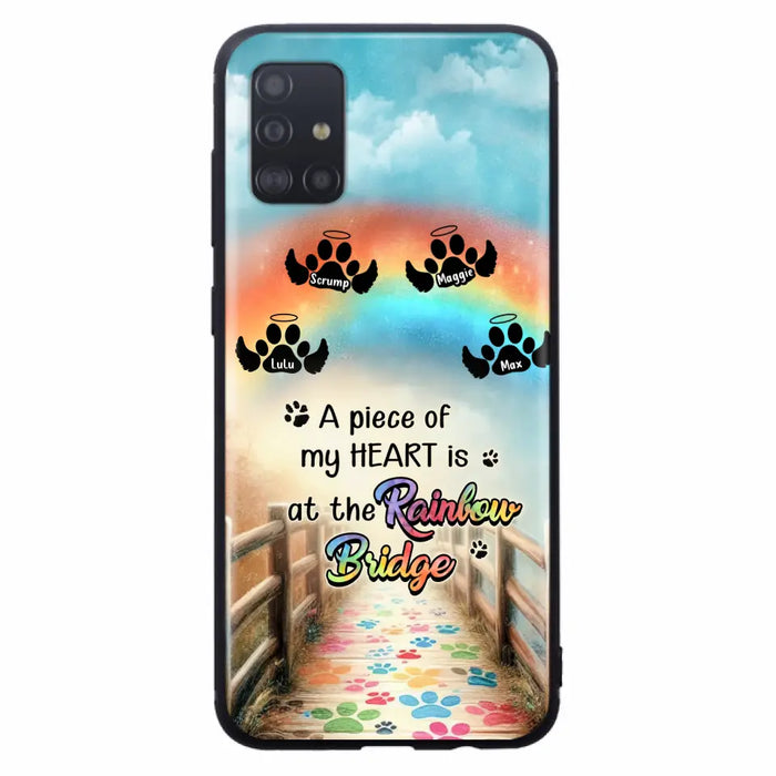 Custom Personalized Rainbow Bridge Memorial Phone Case - Memorial Gift Idea For Dog Lover - Upto 4 Dogs - A Piece Of My Heart Is At The Rainbow Bridge - Case For iPhone/Samsung