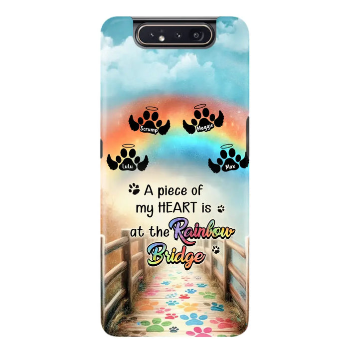 Custom Personalized Rainbow Bridge Memorial Phone Case - Memorial Gift Idea For Dog Lover - Upto 4 Dogs - A Piece Of My Heart Is At The Rainbow Bridge - Case For iPhone/Samsung