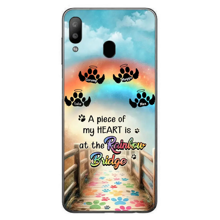 Custom Personalized Rainbow Bridge Memorial Phone Case - Memorial Gift Idea For Dog Lover - Upto 4 Dogs - A Piece Of My Heart Is At The Rainbow Bridge - Case For iPhone/Samsung