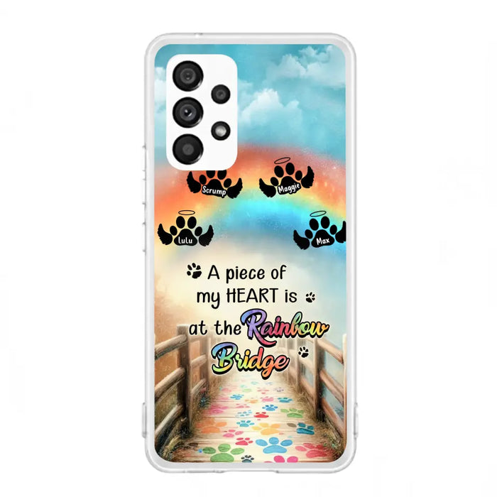 Custom Personalized Rainbow Bridge Memorial Phone Case - Memorial Gift Idea For Dog Lover - Upto 4 Dogs - A Piece Of My Heart Is At The Rainbow Bridge - Case For iPhone/Samsung