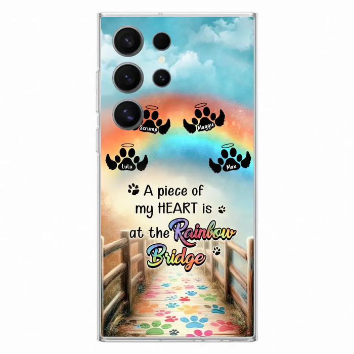 Custom Personalized Rainbow Bridge Memorial Phone Case - Memorial Gift Idea For Dog Lover - Upto 4 Dogs - A Piece Of My Heart Is At The Rainbow Bridge - Case For iPhone/Samsung