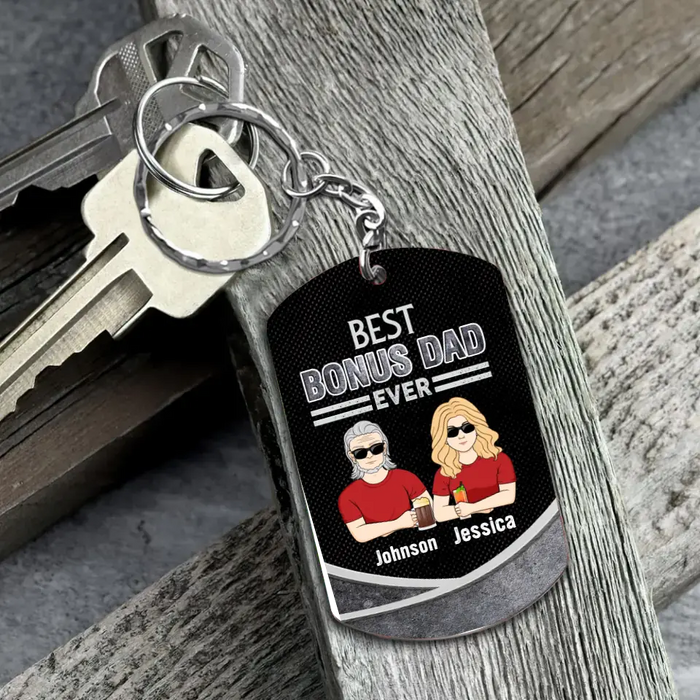 Custom Personalized Bonus Dad Aluminum Keychain - Gift Idea For Dad/Father's Day - Best Bonus Dad Ever