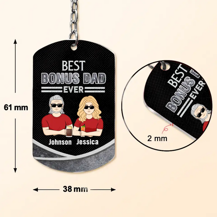 Custom Personalized Bonus Dad Aluminum Keychain - Gift Idea For Dad/Father's Day - Best Bonus Dad Ever