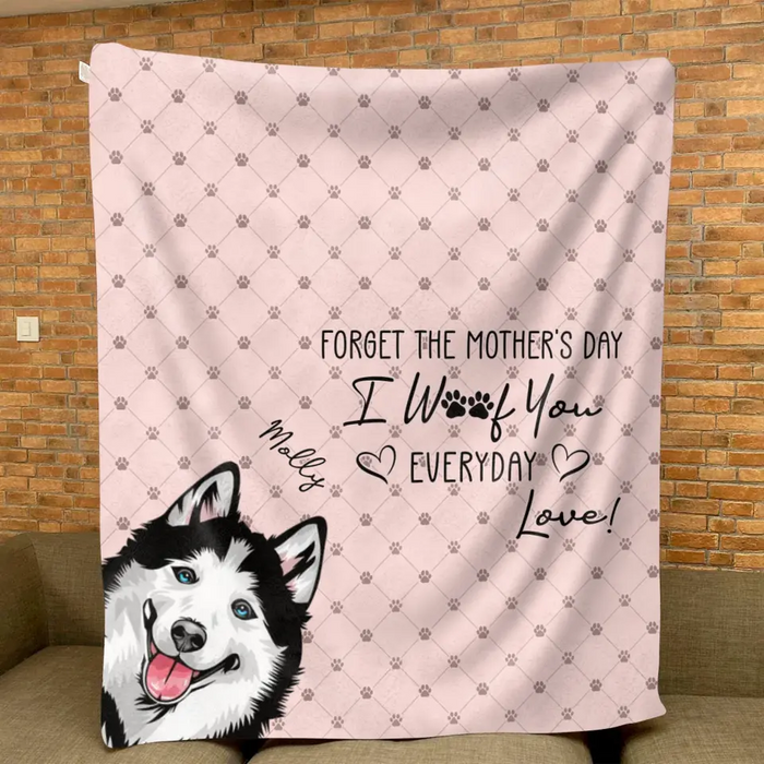 Personalized Pet Mom Fleece Throw Blanket/Quilt - Up to 5 Pets - Gift Idea For Dog/Cat/Pet Lover - Forget The Mother's Day We Woof You Every Day