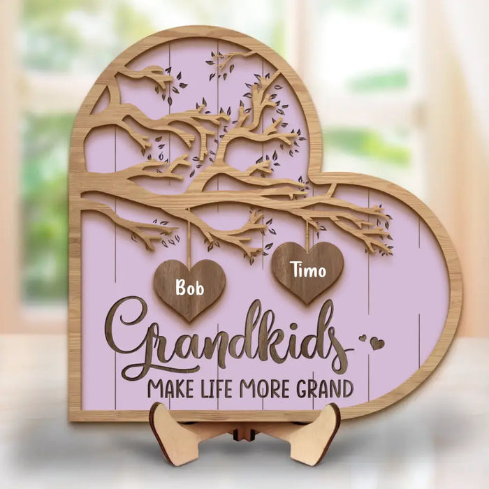 Custom Personalized Grandma 2 Layered Wooden Art - Upto 10 Grandkids - Mother's Day Gift Idea for Grandma - Grandkid Makes Life More Grand