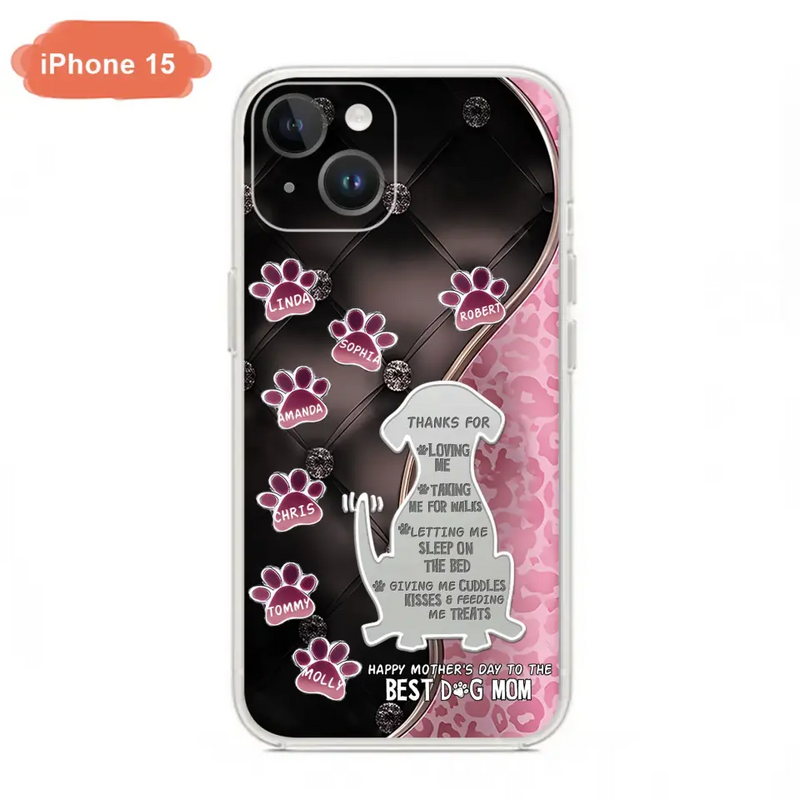 Personalized Memorial Dog Mom Phone Case - Memorial Gift Idea For Dog Lover - Up to 7 Dogs - Thanks For Loving Me - Case For iPhone/Samsung