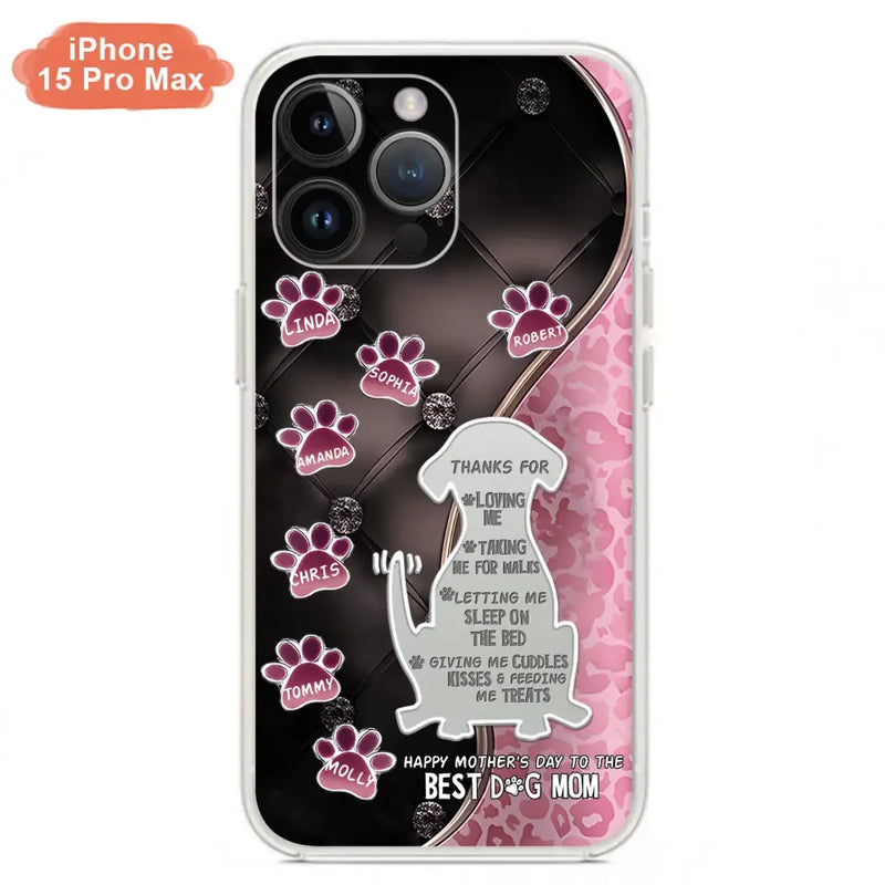 Personalized Memorial Dog Mom Phone Case - Memorial Gift Idea For Dog Lover - Up to 7 Dogs - Thanks For Loving Me - Case For iPhone/Samsung