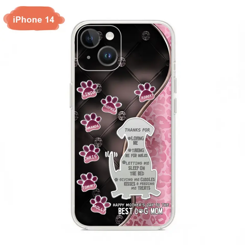 Personalized Memorial Dog Mom Phone Case - Memorial Gift Idea For Dog Lover - Up to 7 Dogs - Thanks For Loving Me - Case For iPhone/Samsung