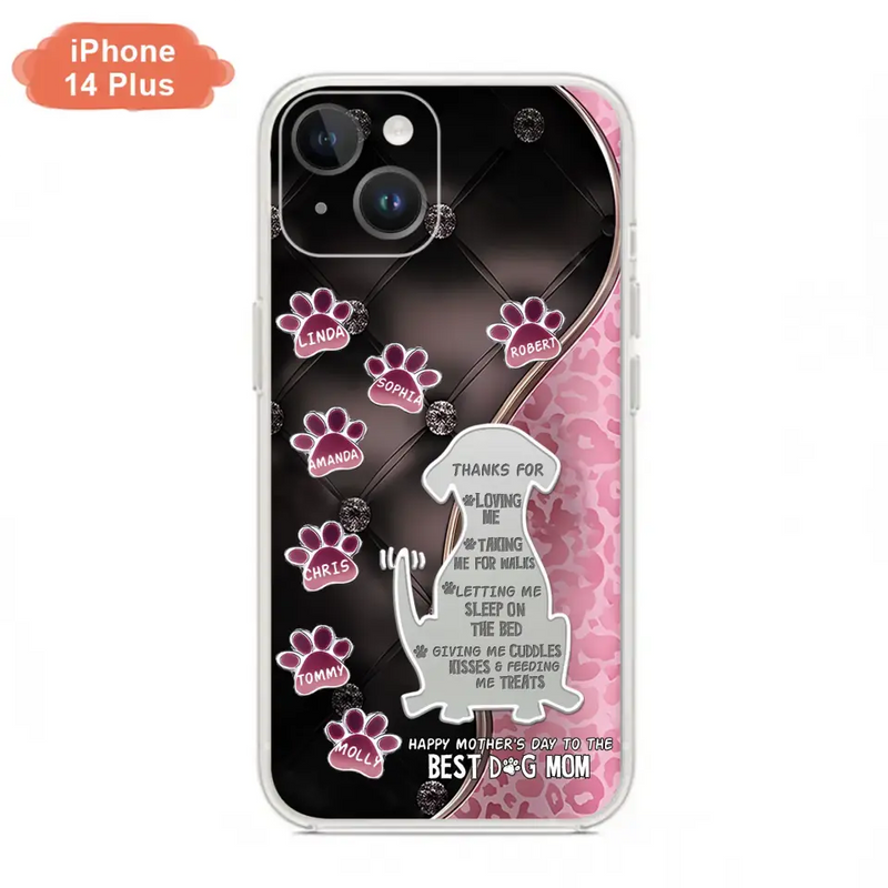 Personalized Memorial Dog Mom Phone Case - Memorial Gift Idea For Dog Lover - Up to 7 Dogs - Thanks For Loving Me - Case For iPhone/Samsung