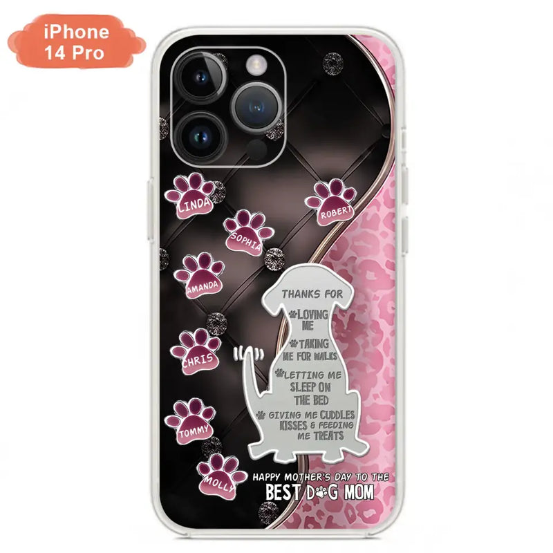 Personalized Memorial Dog Mom Phone Case - Memorial Gift Idea For Dog Lover - Up to 7 Dogs - Thanks For Loving Me - Case For iPhone/Samsung