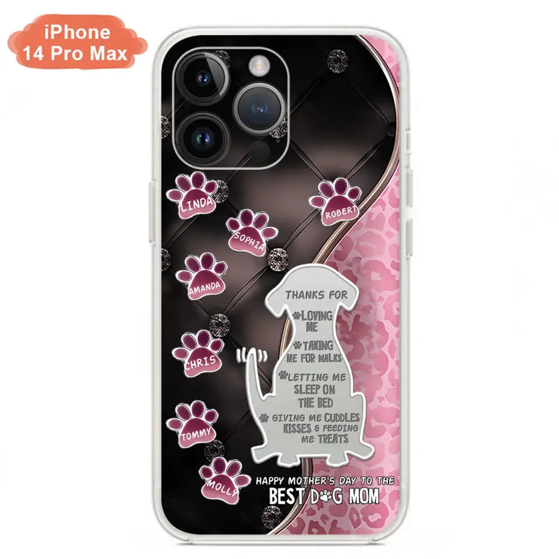 Personalized Memorial Dog Mom Phone Case - Memorial Gift Idea For Dog Lover - Up to 7 Dogs - Thanks For Loving Me - Case For iPhone/Samsung