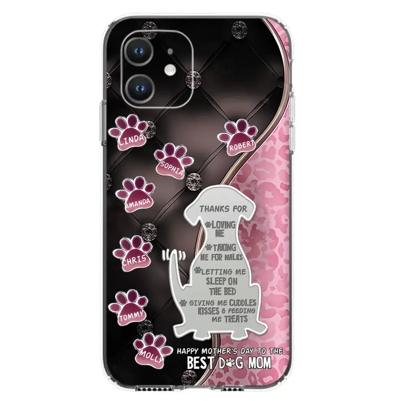 Personalized Memorial Dog Mom Phone Case - Memorial Gift Idea For Dog Lover - Up to 7 Dogs - Thanks For Loving Me - Case For iPhone/Samsung