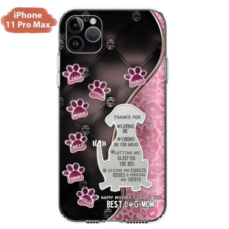 Personalized Memorial Dog Mom Phone Case - Memorial Gift Idea For Dog Lover - Up to 7 Dogs - Thanks For Loving Me - Case For iPhone/Samsung