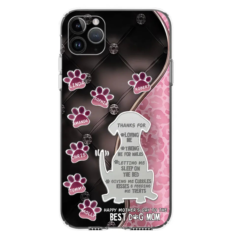 Personalized Memorial Dog Mom Phone Case - Memorial Gift Idea For Dog Lover - Up to 7 Dogs - Thanks For Loving Me - Case For iPhone/Samsung