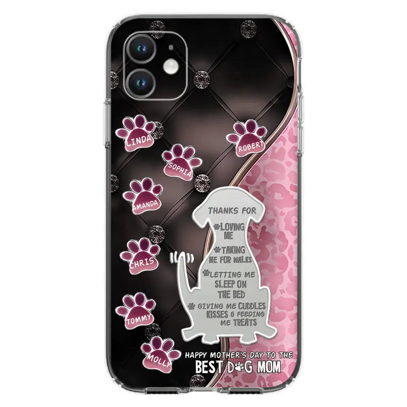 Personalized Memorial Dog Mom Phone Case - Memorial Gift Idea For Dog Lover - Up to 7 Dogs - Thanks For Loving Me - Case For iPhone/Samsung