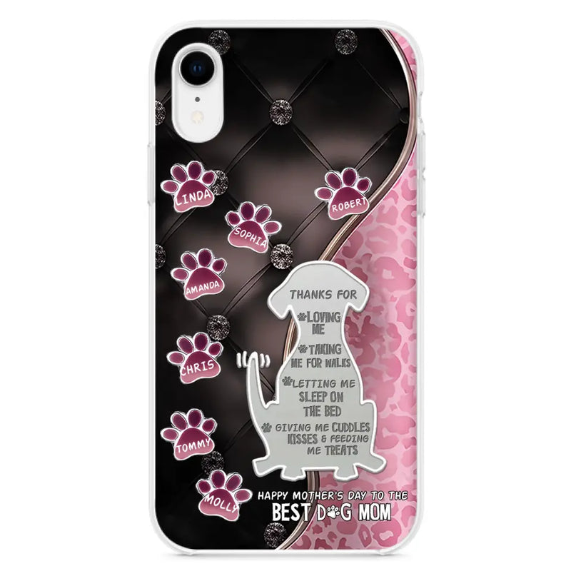 Personalized Memorial Dog Mom Phone Case - Memorial Gift Idea For Dog Lover - Up to 7 Dogs - Thanks For Loving Me - Case For iPhone/Samsung