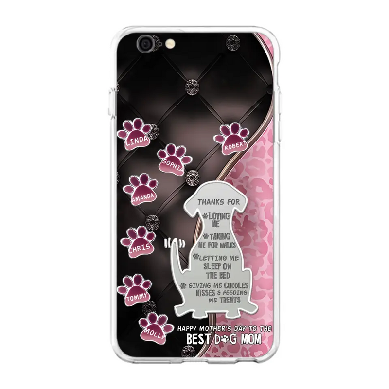 Personalized Memorial Dog Mom Phone Case - Memorial Gift Idea For Dog Lover - Up to 7 Dogs - Thanks For Loving Me - Case For iPhone/Samsung