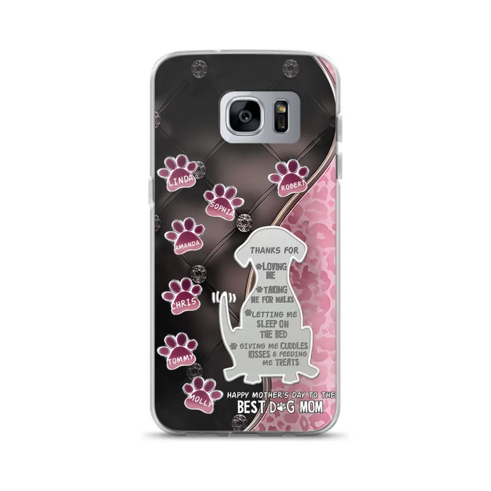 Custom Personalized Memorial Dog Mom Phone Case - Memorial Gift Idea For Dog Lover - Upto 7 Dogs - Thanks For Loving Me - Case For iPhone/Samsung